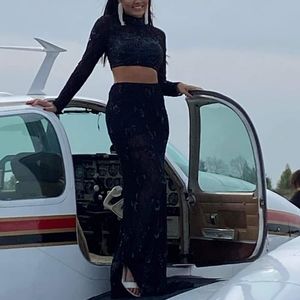 Sherri Hill two piece formal gown, size 4, black sequin